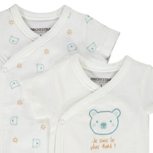 Lot de 2 bodies manches courtes print ourson pour bébé garçon 