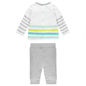 Ensemble tee-shirt effet 2 en 1 rayé et pantalon en molleton 
