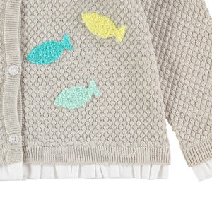 Gilet en tricot fantaisie avec poissons patchés 