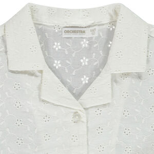 Chemisier manches courtes en broderie anglaise fille 