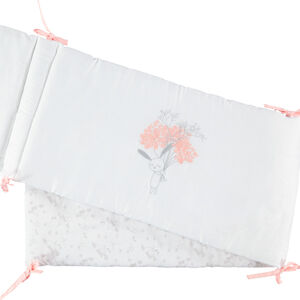 Tour de lit en popeline de coton à nouettes contrastées 