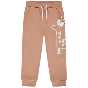 Pantalon de jogging uni avec print girafe ludique pour bébé garçon 