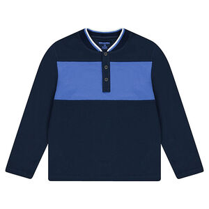 Junior - Polo manches longues en jersey avec col esprit teddy 