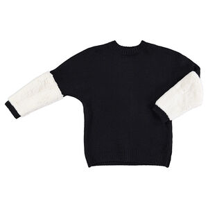 Junior - Pull en tricot avec sherpa sur les manches 