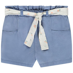 Short en toile avec ceinture à nouer pour bébé fille 