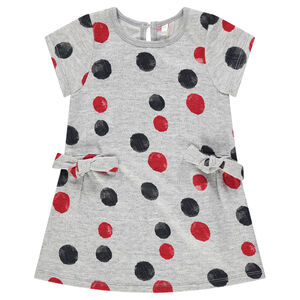 Robe manches courtes en maille à pois colorés 