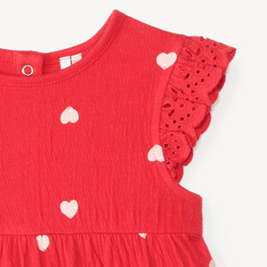 Ensemble robe manches courtes + bandeau imprimé cœurs pour bébé fille 