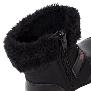 Bottines noires vernies Hello Kitty avec col en fausse fourrure  