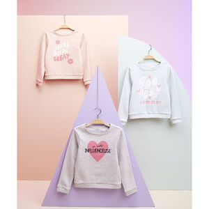 Sweat en molleton gratté avec print fantaisie fille 