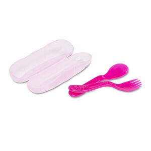 Set de 2 couverts + boîte de transport - Rose 