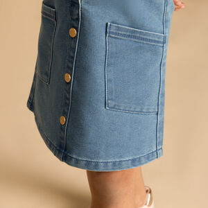 Robe salopette uni en denim avec poches fille 