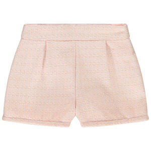 Short en jacquard rose doublé en voile fille 
