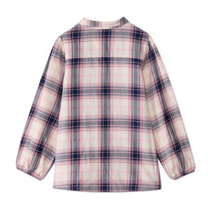 Chemise manches longues en toile à carreaux et volants fille 