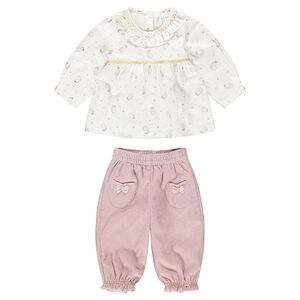 Ensemble tunique avec pingouins all-over et pantalon côtelé à poches 