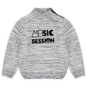 Pull en maille twistée avec col zippé et texte printé 