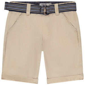 Bermuda uni avec ceinture fantaisie garçon 