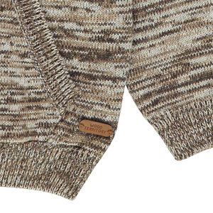 Pull en tricot twisté avec col châle et poche kangourou 