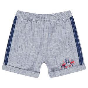 Short en maille mélangée avec bandes appliquées et broderie 