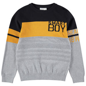 Pull en tricot ottoman avec inscriptions en jacquard 