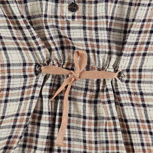 Tunique à carreaux avec liens à nouer devant 