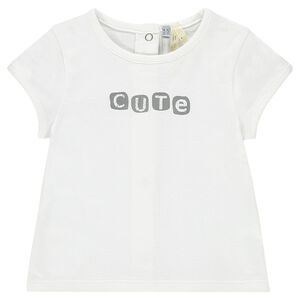 Tee-shirt naissance manches courtes avec inscription fantaisie  
