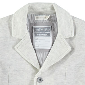 Blazer de cérémonie en jersey gris chiné avec doublure rayée 