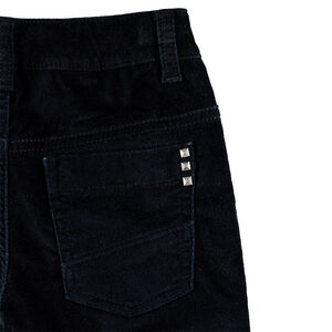 Pantalon en velours avec clous fantaisie, zips et effet crinkle 