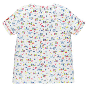 Tee-shirt manches courtes imprimé fantaisie avec dos pressionné 