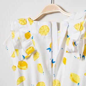 Robe imprimée citrons all-over à manches volantées 