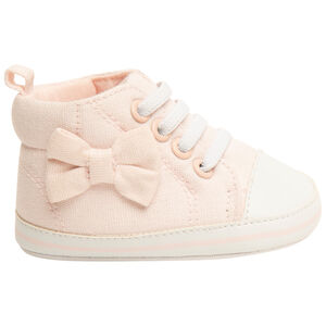 Baskets montantes à lacets en toile avec noeud pour bébé fille 