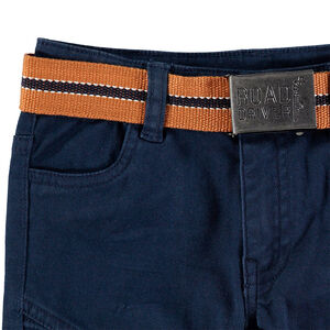 Pantalon en coton surteint effet crinkle avec ceinture amovible 