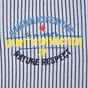 Tee-shirt manches courtes à rayures verticales avec inscriptions printées 