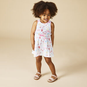 Robe sans manches imprimé exotique et dos ouvert pour bébé fille 