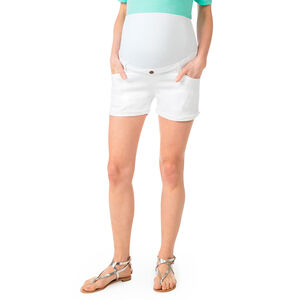Short de grossesse en denim blanc avec bandeau haut 