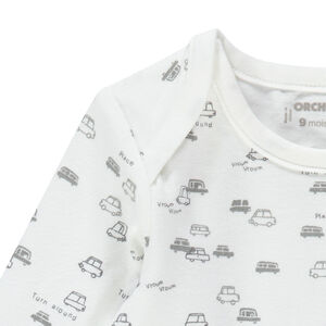 Lot de 3 bodies manches longues en jersey rayé/uni/imprimé 