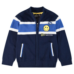 Gilet en tricot zippé avec badges Smiley 