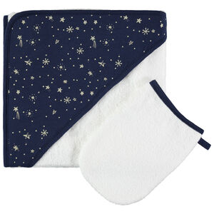 Set de bain en éponge avec capuche imprimée étoiles 
