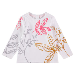 Tee-shirt manches longues avec imprimé végétal contrasté 