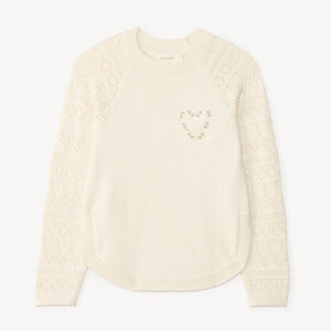 Pull manches longues en tricot jeu de point sur les manches fille 