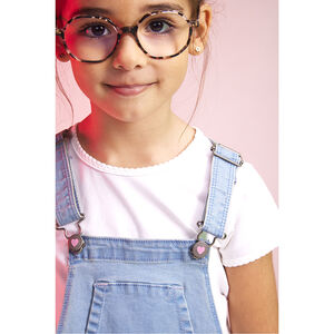 Salopette en jean effet délavé avec print cœurs en sequins fille 