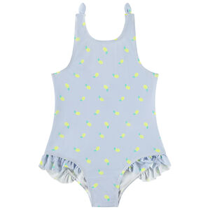 Maillot de bain 1 pièce à rayures et imprimé citron fille 