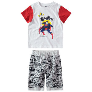 Ensemble avec t-shirt print Marvel Superman et bermuda imprimé logo all-over 