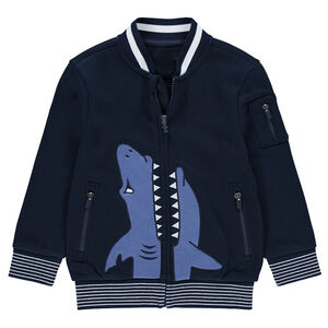 Gilet en molleton style teddy avec requin brodé et poches zippées 