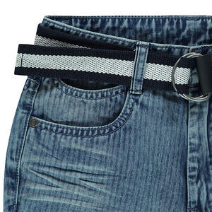 Junior - Bermuda en jeans effet rayé avec ceinture amovible 