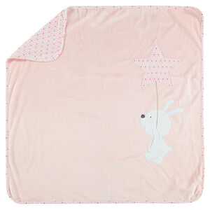 Couverture en velours et jersey avec lapin et étoile brodé 