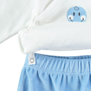 Pyjama en velours bicolore avec prints Smiley 
