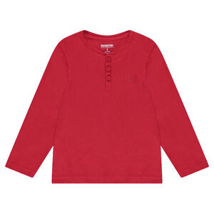 Tee-shirt manches longues en jersey uni avec ouverture au col 