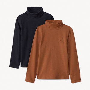 Lot de 2 sous-pulls à col roulé unis avec puff print garçon 