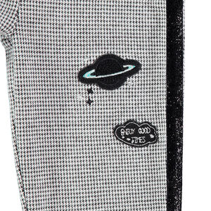 Junior - Jegging en molleton pied de poule avec badges et bandes brillantes 