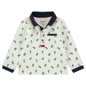 Polo manches longues en jersey avec lettre printées all-over 